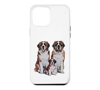 Carcasa para iPhone 12 Pro MAX Arte de Dibujo de la Familia de Cachorros de San Bernardo.