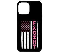 Carcasa para iPhone 12 Pro MAX Bandera Americana Envejecida, Cinta Rosa, Lucha contra el cáncer de Mama