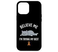 Carcasa para iPhone 12 Pro MAX Believe Me Im Trying My Best Tired Cat Orange Awareness