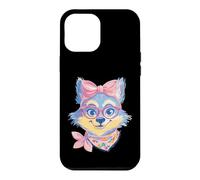 Carcasa para iPhone 12 Pro MAX Blue Fox Retrato Animal Lover Graphic Pink Glasses Bow