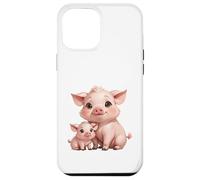 Carcasa para iPhone 12 Pro MAX Bonito diseño de mamá cerdita y Cerdito bebé