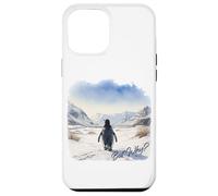 Carcasa para iPhone 12 Pro MAX BUT Why? Penguin Wandering Off Mountains Watercolor (White)