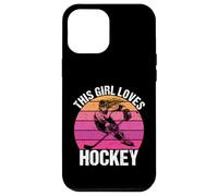 Carcasa para iPhone 12 Pro MAX Camiseta para fanáticos del Hockey con Texto en inglés This Girl Loves Hockey Shirt Game Day