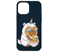 Carcasa para iPhone 12 Pro MAX Carpincho Unicornio Comiendo Ramen Arco Iris Orgullo Kawaii