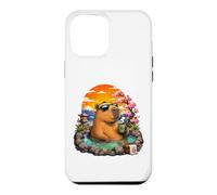 Carcasa para iPhone 12 Pro MAX Chill Capybara Hot Spring Sunset Retro Funny Summer