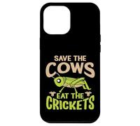 Carcasa para iPhone 12 Pro MAX Cita Divertida Vegana - Eat The Crickets - Save The Cows