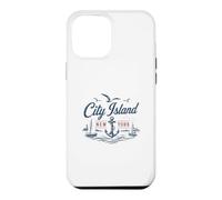 Carcasa para iPhone 12 Pro MAX City Island Bronx New York Nautical Anchor Vintage Velero