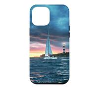 Carcasa para iPhone 12 Pro MAX Coastal Lighthouse Sailboat Ocean Sunset Scenic Artwork