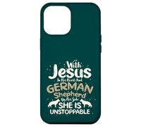 Carcasa para iPhone 12 Pro MAX Cristianismo Jesús Corazón Pastor Alemán a Lado Cristiano