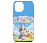 Carcasa para iPhone 12 Pro MAX Cute Bunny Hops Snack Repeat Pastel Spring Huevos Decorativos