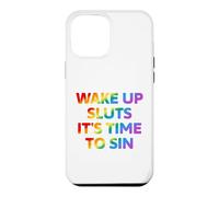 Carcasa para iPhone 12 Pro MAX Despierta es Hora de pecar Texto Divertido del Arco Iris