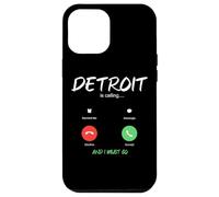 Carcasa para iPhone 12 Pro MAX Detroit está Llamando y Debo IR a Michigan de Viaje