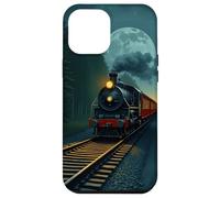 Carcasa para iPhone 12 Pro MAX Diseño Vintage de Viaje Nocturno con Tren de Vapor Iluminado por la Luna