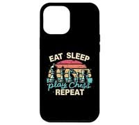 Carcasa para iPhone 12 Pro MAX Divertida Camiseta Eat Sleep Play Chess Repeat para un Jugador de ajedrez