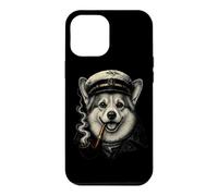 Carcasa para iPhone 12 Pro MAX Divertida Pipa de Fumar para Perros Corgi, Nautical Captain Dog Aver