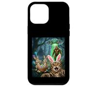 Carcasa para iPhone 12 Pro MAX Divertida Selfie de Gato con Conejo de Pascua Bigfoot OVNI para Hombres y Mujeres