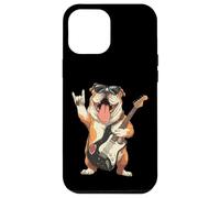 Carcasa para iPhone 12 Pro MAX Divertido Bulldog Rock Music Guitarrista Gráfico Juguetón Sharp