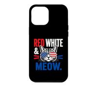 Carcasa para iPhone 12 Pro MAX Divertido gráfico de Meme de la Bandera Estadounidense de Gato Miau patriótico