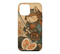 Carcasa para iPhone 12 Pro MAX Divertido Sushi Samurai Cat Dojo Puesta de Sol Ukiyo-e Manga Kanji Art