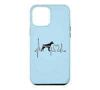 Carcasa para iPhone 12 Pro MAX Doberman Dog Heartbeat ECG Pulse Funny My Dogs Are My Cardio