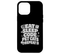 Carcasa para iPhone 12 Pro MAX Eat Sleep Code Pet Cats Repeat Funny Programmer Cat Lover