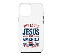 Carcasa para iPhone 12 Pro MAX Ella ama a Jesús y América también 4 de Julio EE.UU