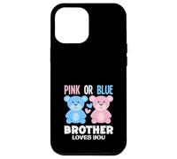 Carcasa para iPhone 12 Pro MAX Fiesta de revelación de género con Texto en inglés Brother Loves You Bear Rosa o Azul