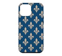 Carcasa para iPhone 12 Pro MAX Flor de lis, símbolo Real francés, Beige sobre Azul Marino