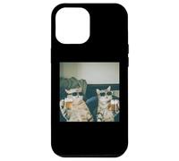 Carcasa para iPhone 12 Pro MAX Foto Retro de Gatos con Cerveza Divertida, Divertida Fiesta de Gatos enfriados con Alcohol