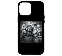 Carcasa para iPhone 12 Pro MAX Funny Alien and Bigfoot Selfie UFO Rock on Sign Sasquatch