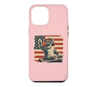 Carcasa para iPhone 12 Pro MAX Funny DJ Cat Disco Sound Tech Headphone Music US Flag