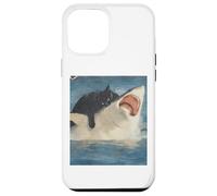 Carcasa para iPhone 12 Pro MAX Funny Ocean Adventure Cat Biting a Shark Vintage