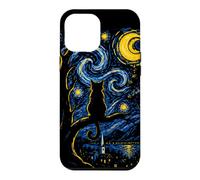 Carcasa para iPhone 12 Pro MAX Gato Negro Noche Estrellada Van Gogh Luna Arte Mamá Papá Miau