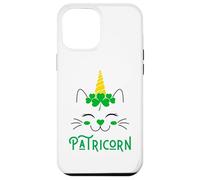 Carcasa para iPhone 12 Pro MAX Gato Unicornio irlandés Lil Miss Caticorn Green para el Día de San Patricio