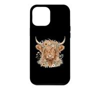 Carcasa para iPhone 12 Pro MAX Highland Cow Mom Corona Floral Girasol Daisy