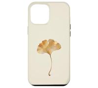 Carcasa para iPhone 12 Pro MAX Hoja de Ginkgo Acuarela Dorada Diseño Minimalista Botánico