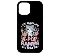 Carcasa para iPhone 12 Pro MAX I Just Love K-Pop Ramen and Boba Tea Cute Cat Graphic