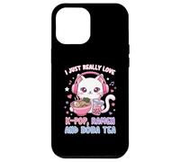 Carcasa para iPhone 12 Pro MAX I Just Really Love K-Pop Ramen y Boba Tea Cute Cat