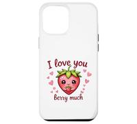 Carcasa para iPhone 12 Pro MAX Juego de Palabras «I Love You Berry Much Cute Heart» con Forma de corazón y Fresa