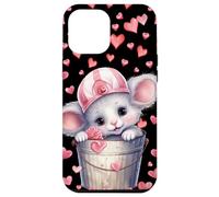 Carcasa para iPhone 12 Pro MAX Kawaii Mouse In Valentines Basket For Girls Cute Heart