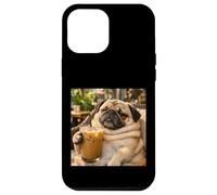 Carcasa para iPhone 12 Pro MAX Lazy Sunday Coffee Pug Funny Relaxing Meme