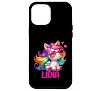 Carcasa para iPhone 12 Pro MAX Lidia Nombre Personalizado Colorido Unicornio Mujer Ni