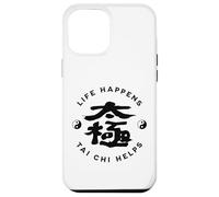 Carcasa para iPhone 12 Pro MAX Life Happens Tai Chi Ayuda a la caligrafía China Ying y Yang