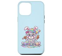 Carcasa para iPhone 12 Pro MAX Lindo Conejo de béisbol de Pascua arcoíris Goteo niños niños niños pequeños
