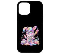 Carcasa para iPhone 12 Pro MAX Lindo Conejo de béisbol de Pascua arcoíris Goteo niños niños niños pequeños