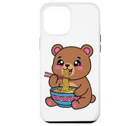 Carcasa para iPhone 12 Pro MAX Lindo Oso Ramen gráfico japonés Kawaii marrón Animal Arte