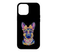 Carcasa para iPhone 12 Pro MAX Lindo Pastor Alemán Perro Amante Gráfico Rosa Gafas Amarillo
