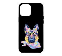 Carcasa para iPhone 12 Pro MAX Lindo Pastor Alemán Perro Amante Gráfico Rosa Gafas Floral