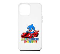 Carcasa para iPhone 12 Pro MAX Little Shark Racer Kids Cute Shark Race Car Diseño para niños
