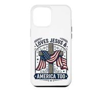 Carcasa para iPhone 12 Pro MAX Love Jesus and America Too Patriotic Faith Vintage